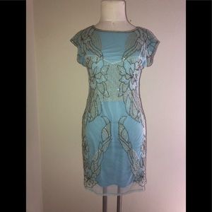 Handmade Beaded and Sequined Light Blue Dress